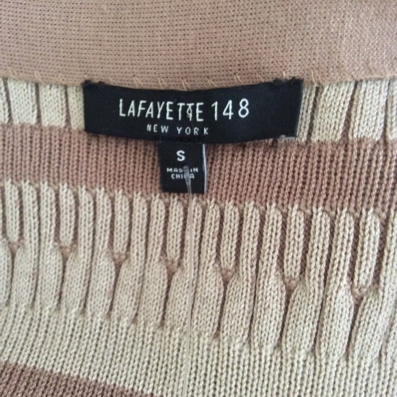 LAFAYETTE 148 BROWN TAN STRIPED CARDIGAN SIZE SMALL - Picture 5 of 8
